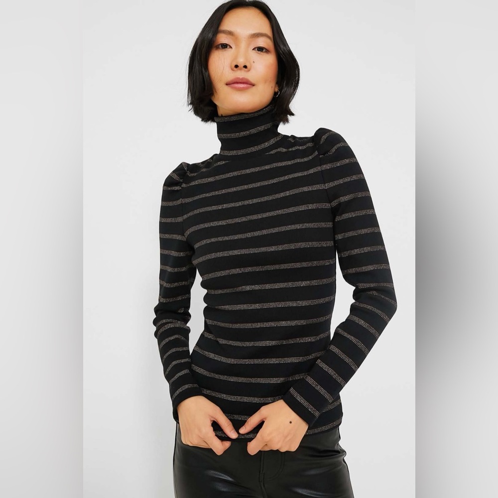 Veronica Beard Cedar Striped Cotton-Blend Turtleneck Sweater